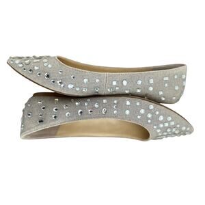 Adrienne Vittadini Rhinestone Studded Pointed Toe Woven Flats 7